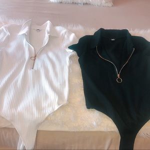 Black and White Bodysuits from Guess with Zipper